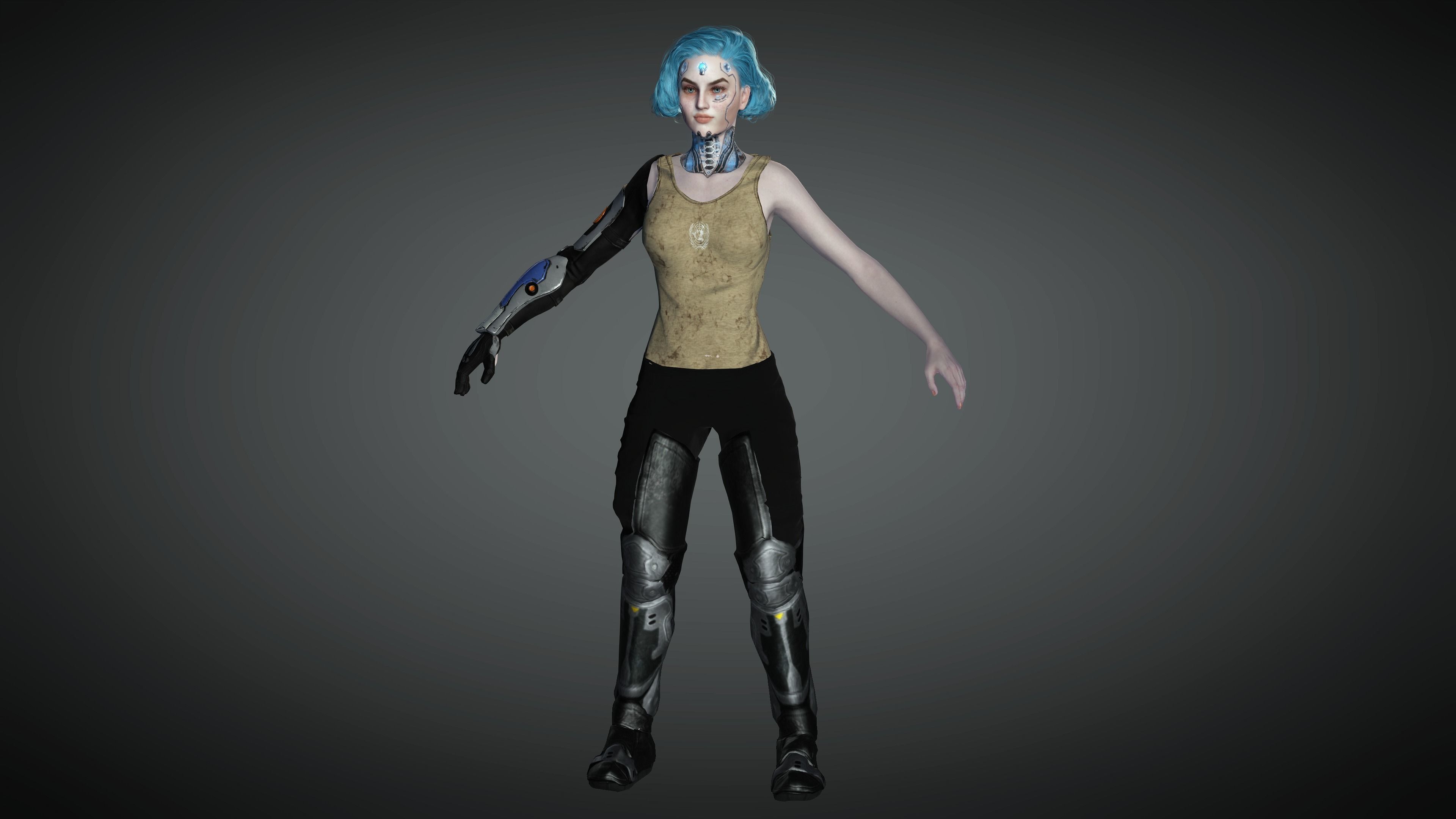 AAA Sci-Fi Female Character 01 Low-poly 3D model_6