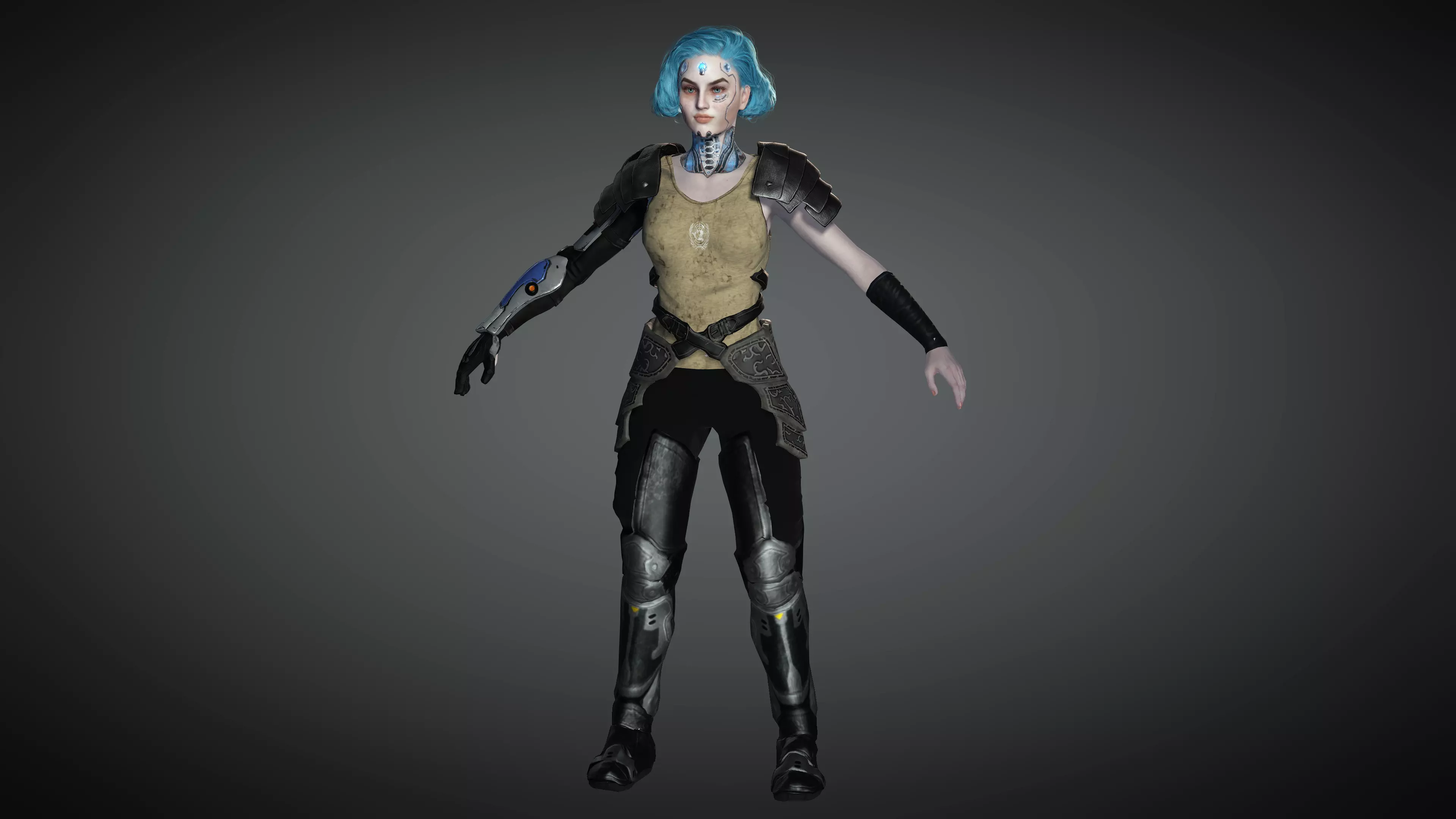 AAA Sci-Fi Female Character 01 Low-poly 3D model_0