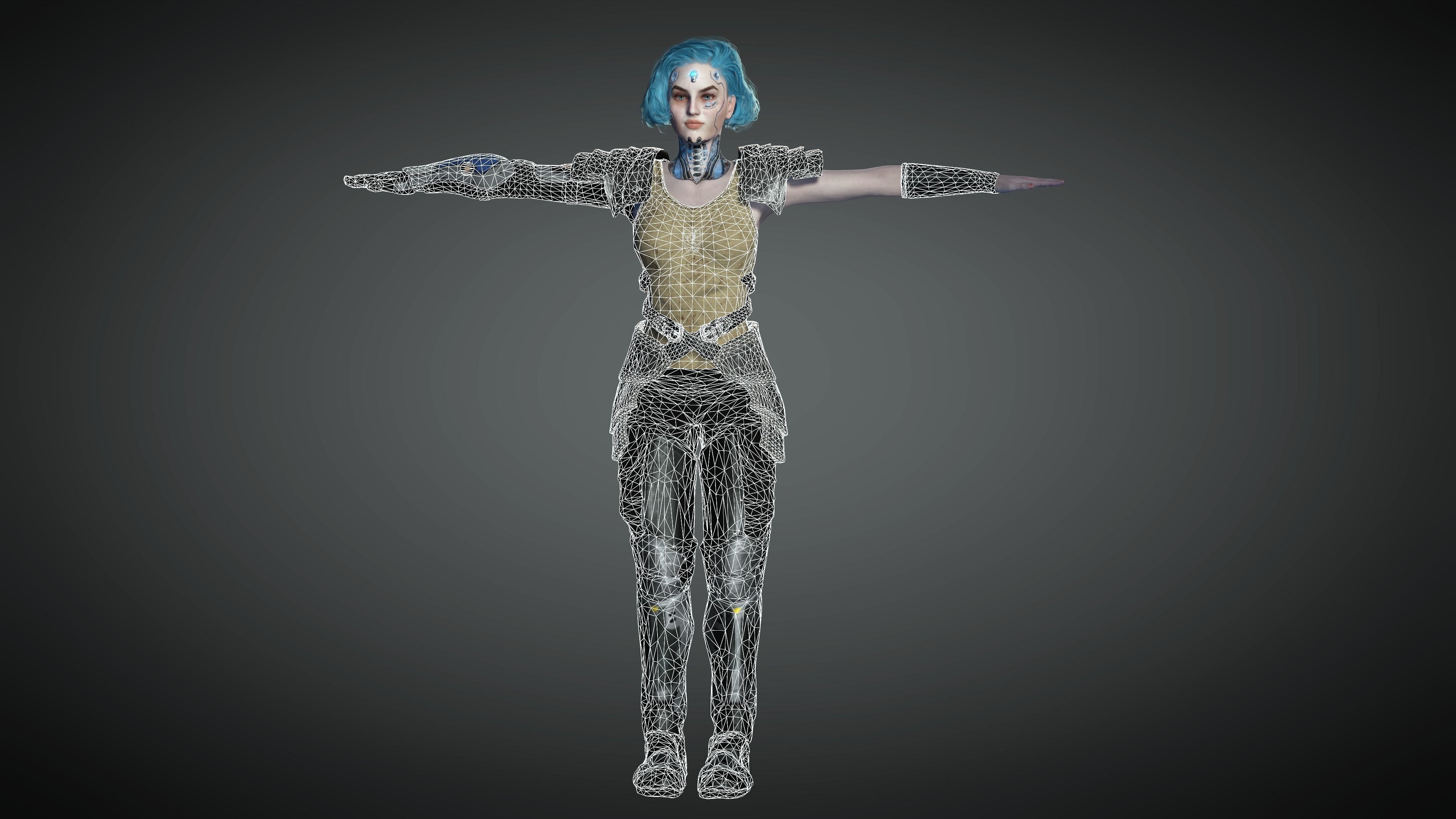 AAA Sci-Fi Female Character 01 Low-poly 3D model_21