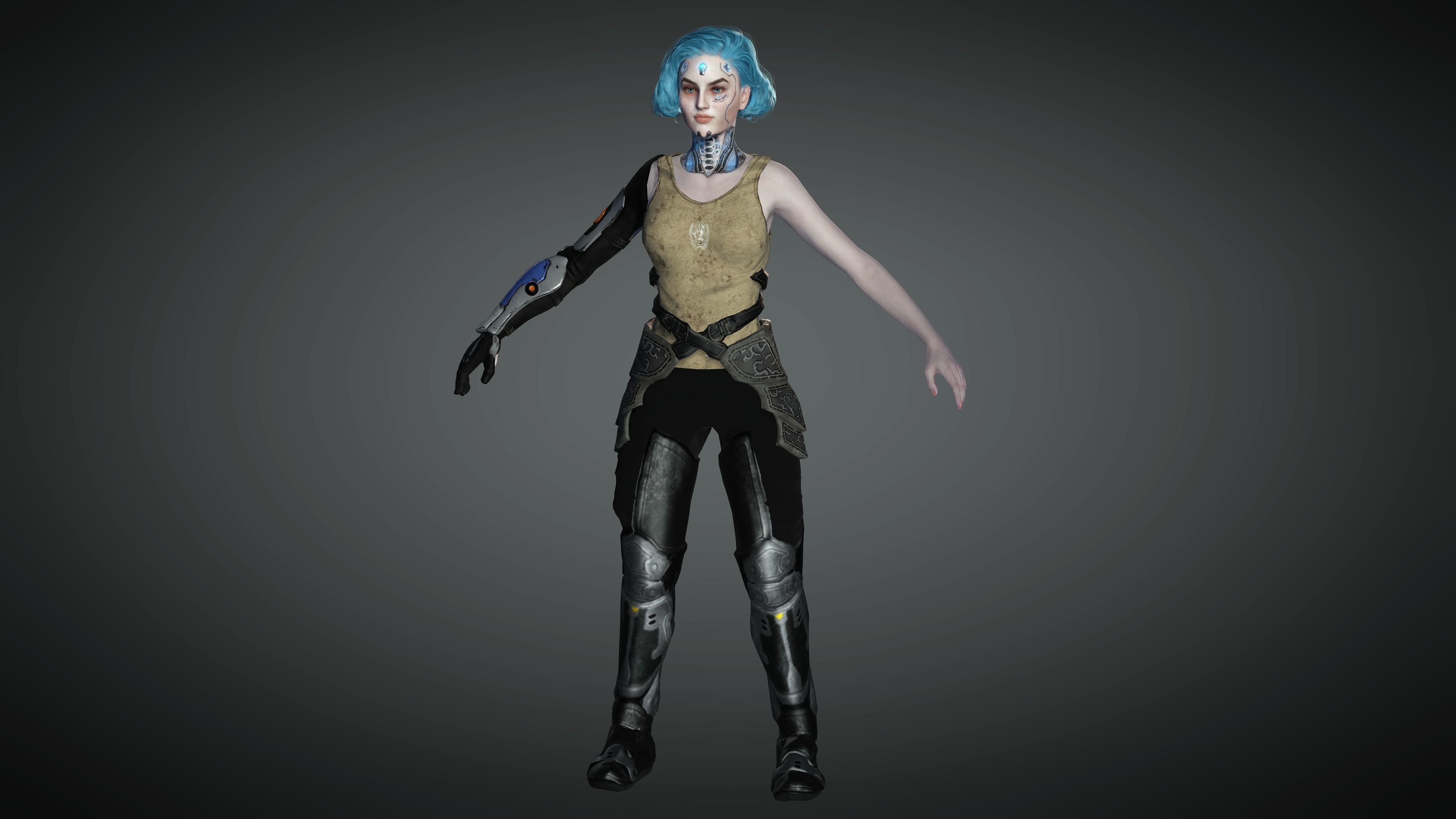 AAA Sci-Fi Female Character 01 Low-poly 3D model_5