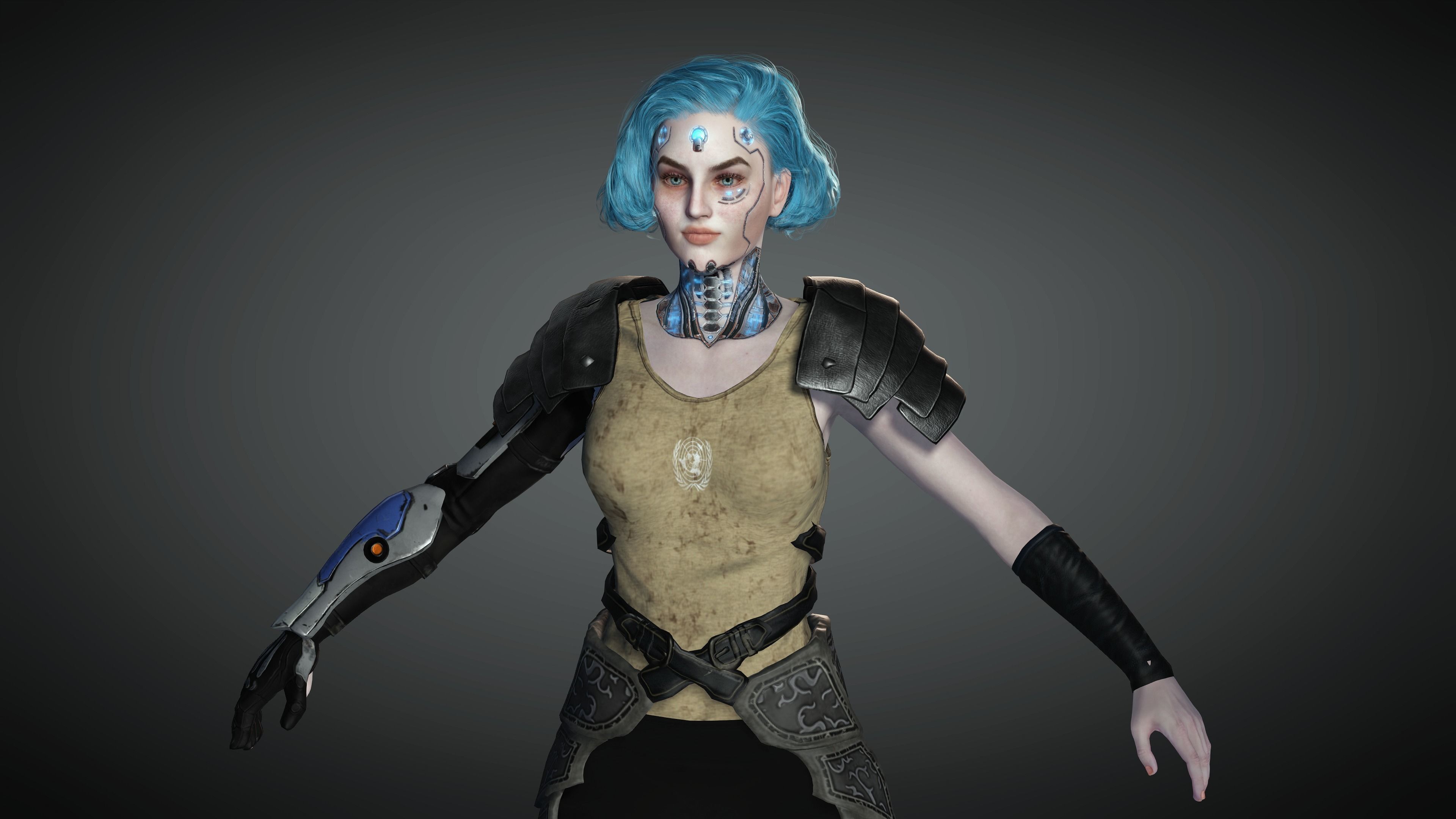 AAA Sci-Fi Female Character 01 Low-poly 3D model_2