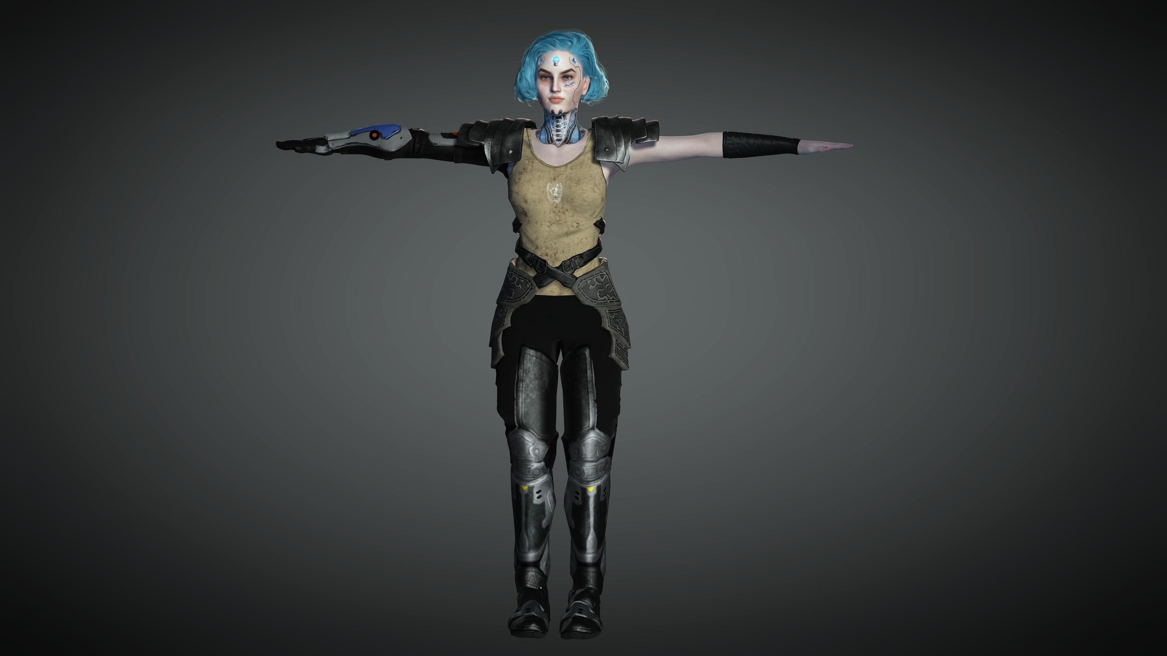 AAA Sci-Fi Female Character 01 Low-poly 3D model_20