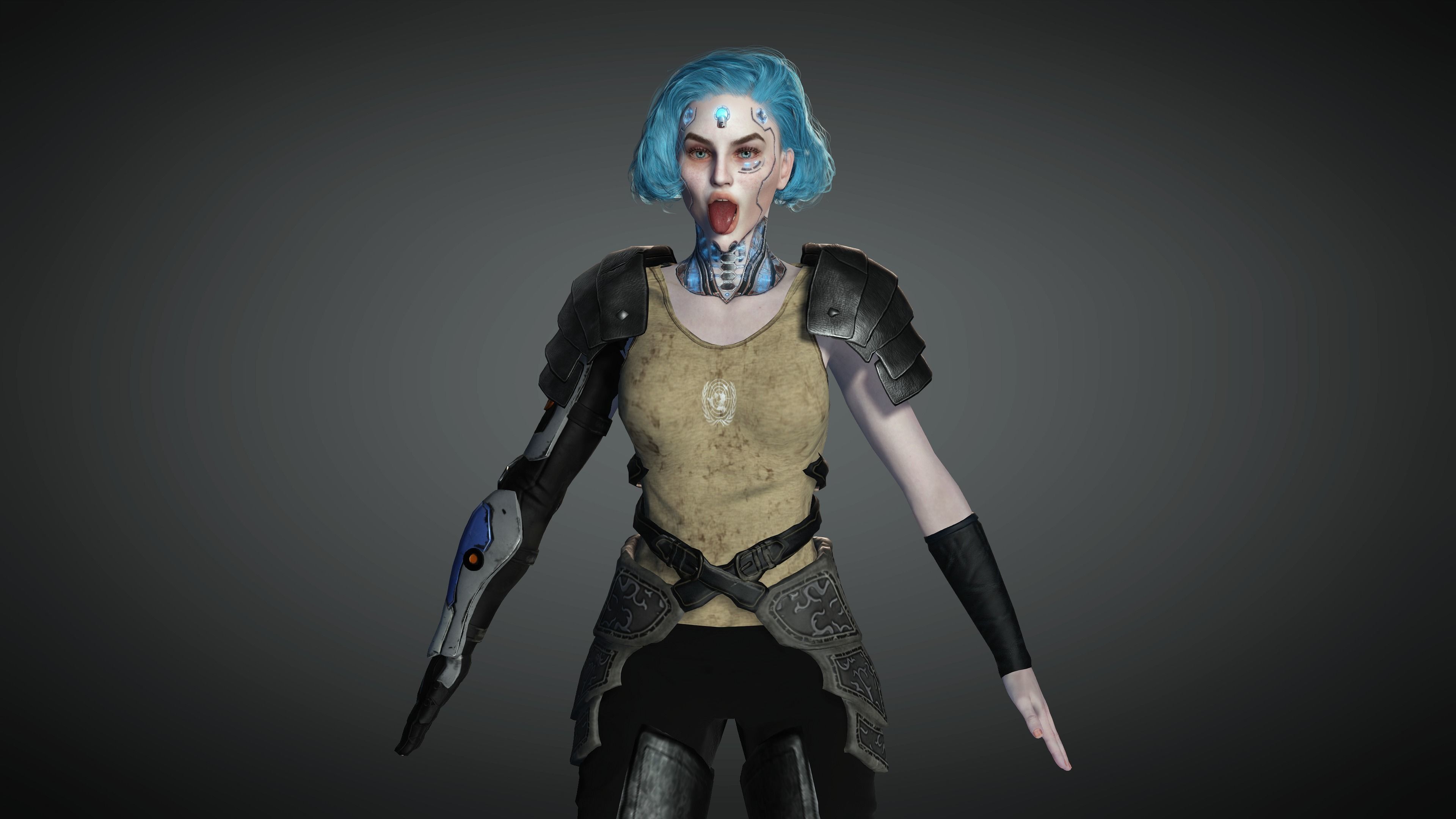 AAA Sci-Fi Female Character 01 Low-poly 3D model_19