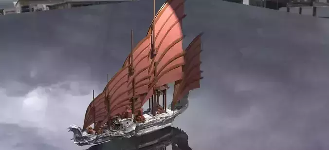 Asian Red Fin sailed Ship grand 