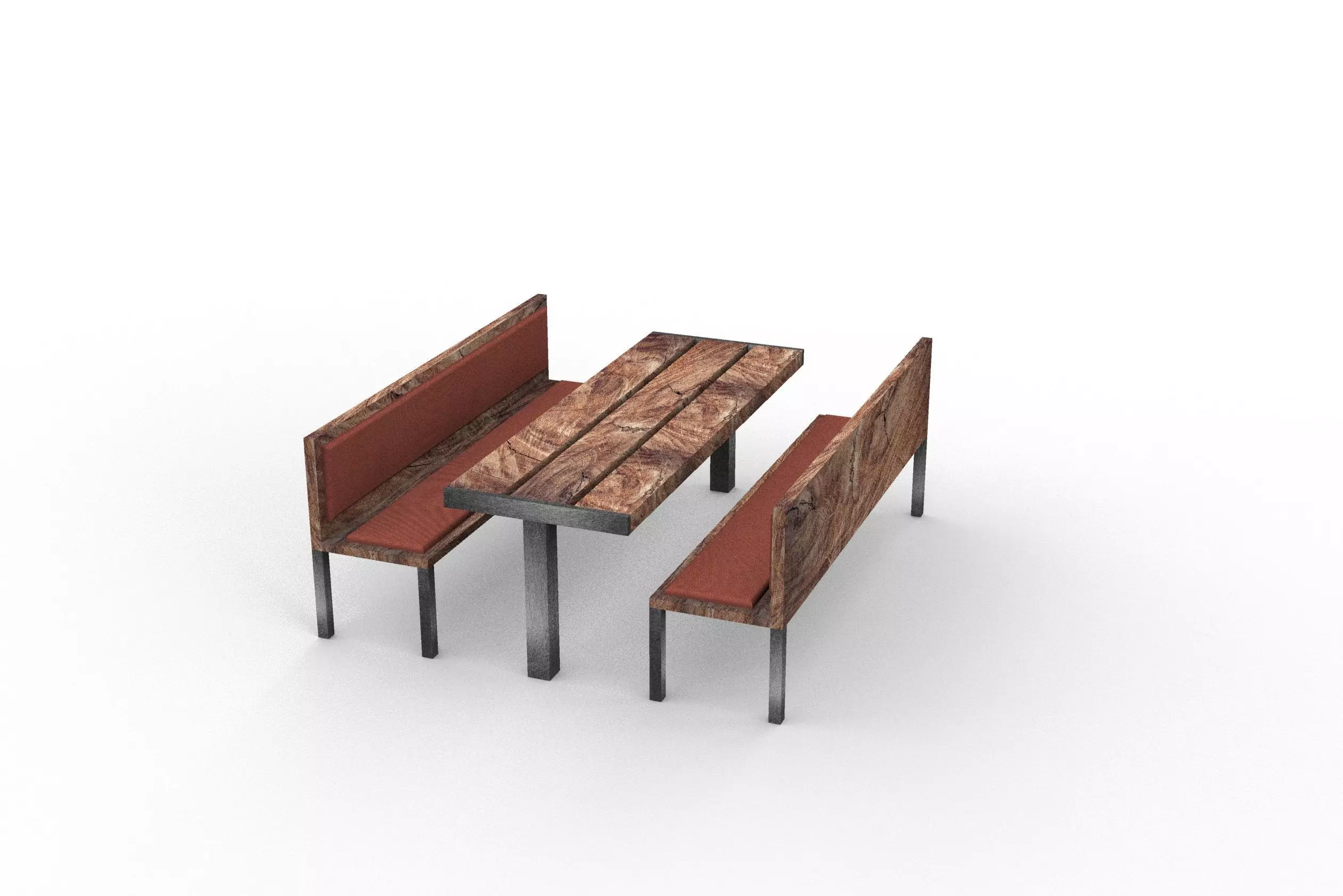 Lounge with table and seating benches Free 3D model