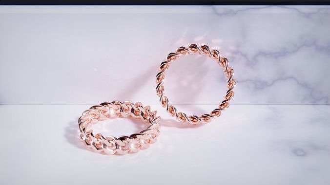 rose gold chain ring 3d print model 3D print model
