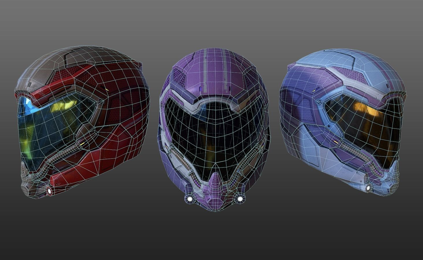 Futuristic Helmet Sci-fi for game  Low-poly 3D model_3