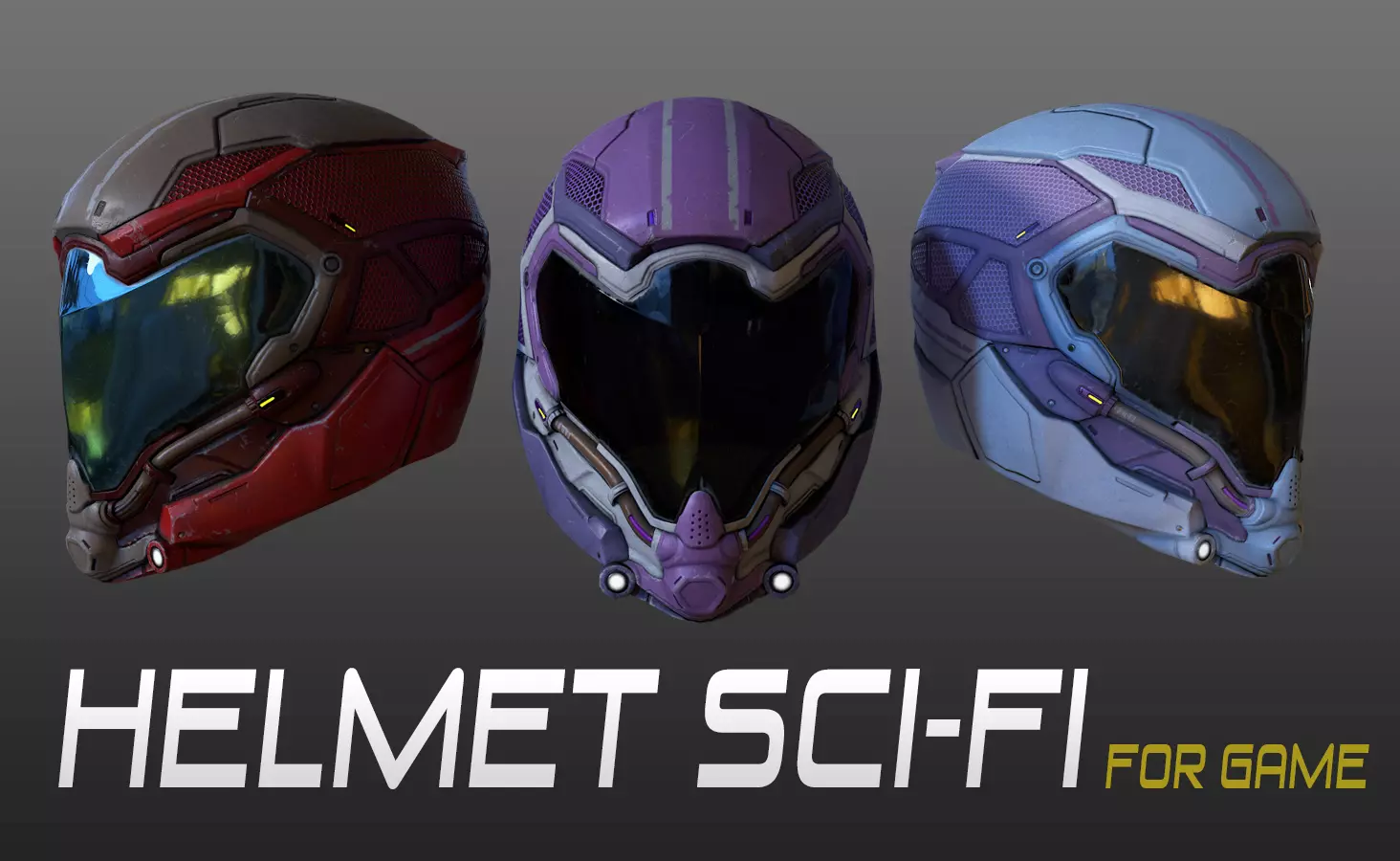 Futuristic Helmet Sci-fi for game  Low-poly 3D model_0