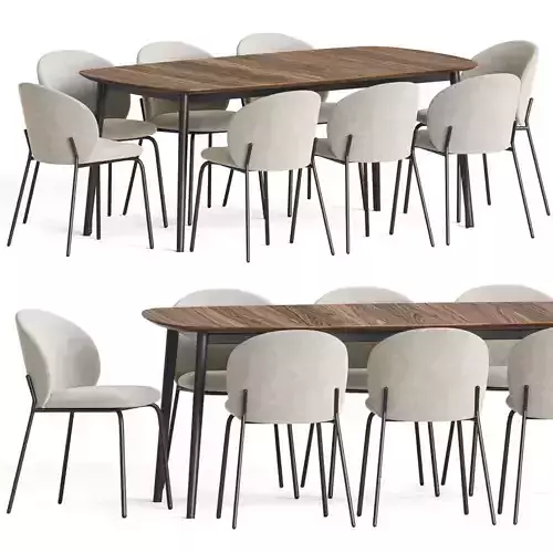Princeton Chair Kingston Table Dining Set 3D model
