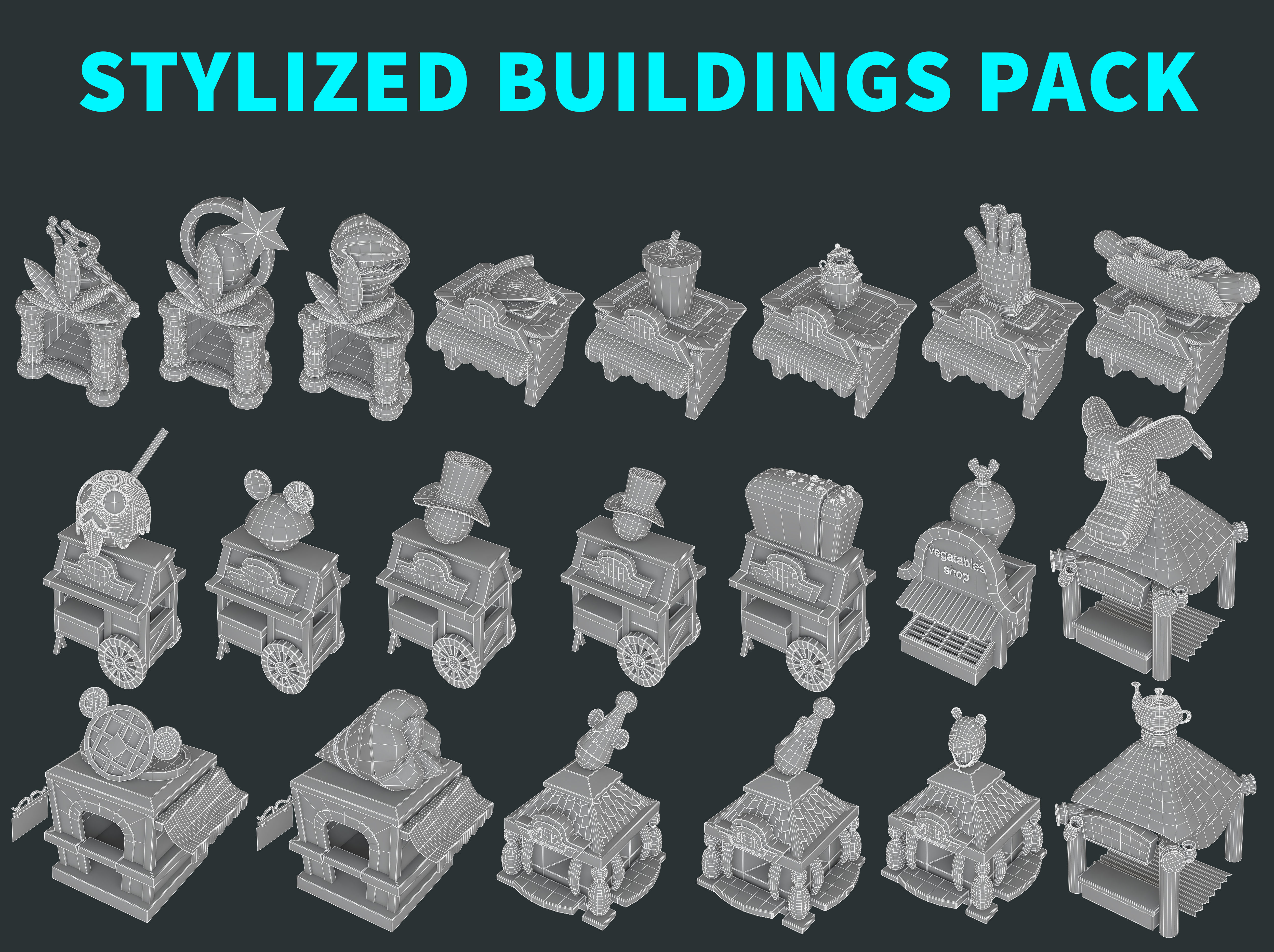Stylized city pack 3d model Low-poly 3D model_2
