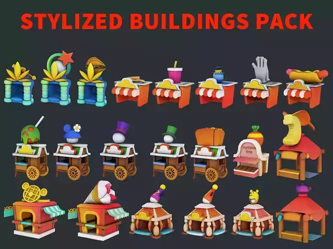 Stylized city pack 3d model Low-poly 3D model Stylized city pack 3d model Low-poly 3D model