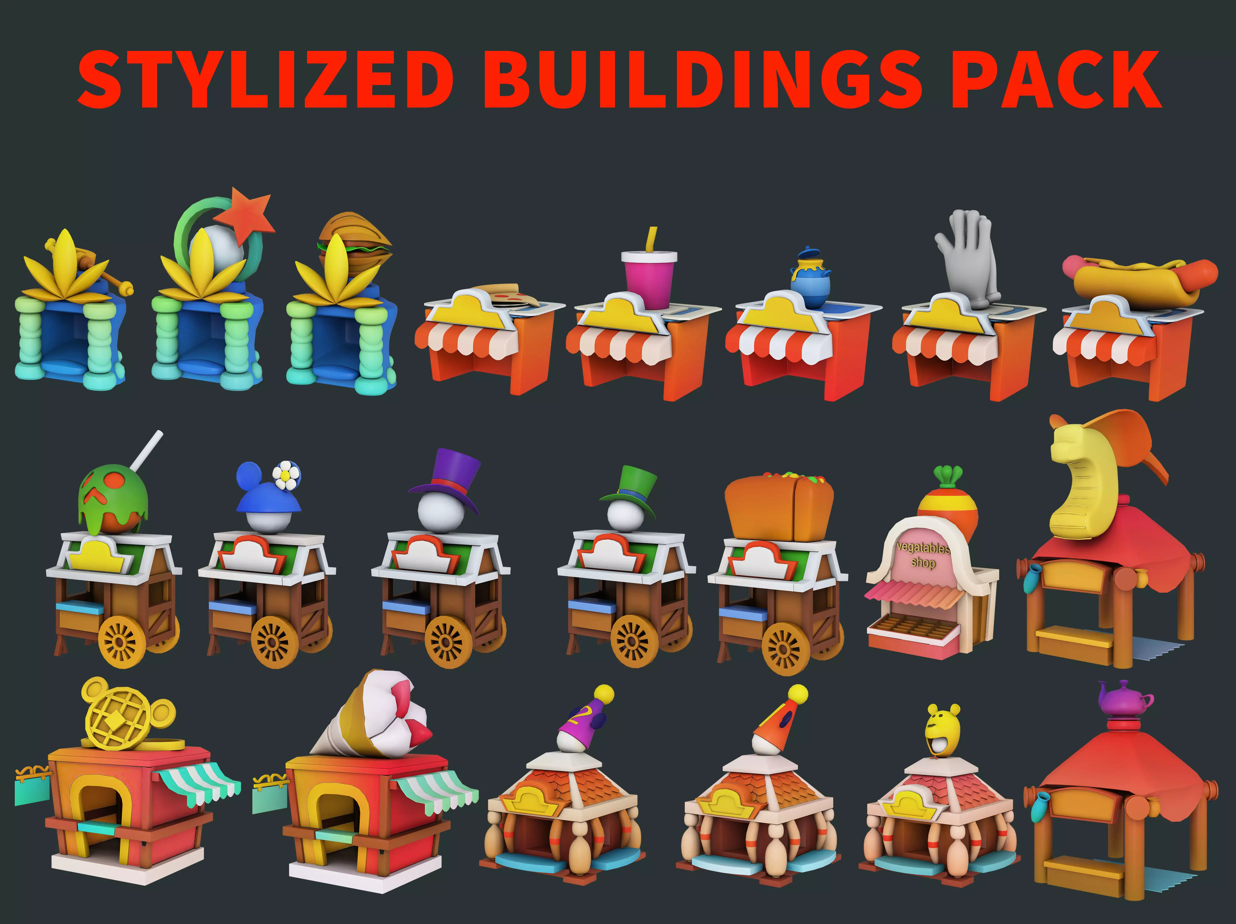 Stylized city pack 3d model Low-poly 3D model_0