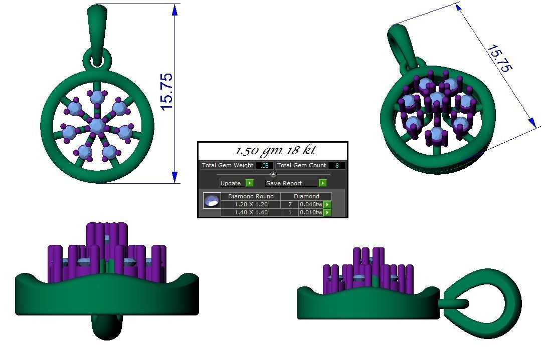 Light weight ring earrings pendant set 3dm stl 4 renders model  3D print model_17