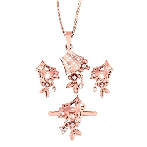 Light weight flower ring earrings pendant set 3dm stl 4 renders 3D print model