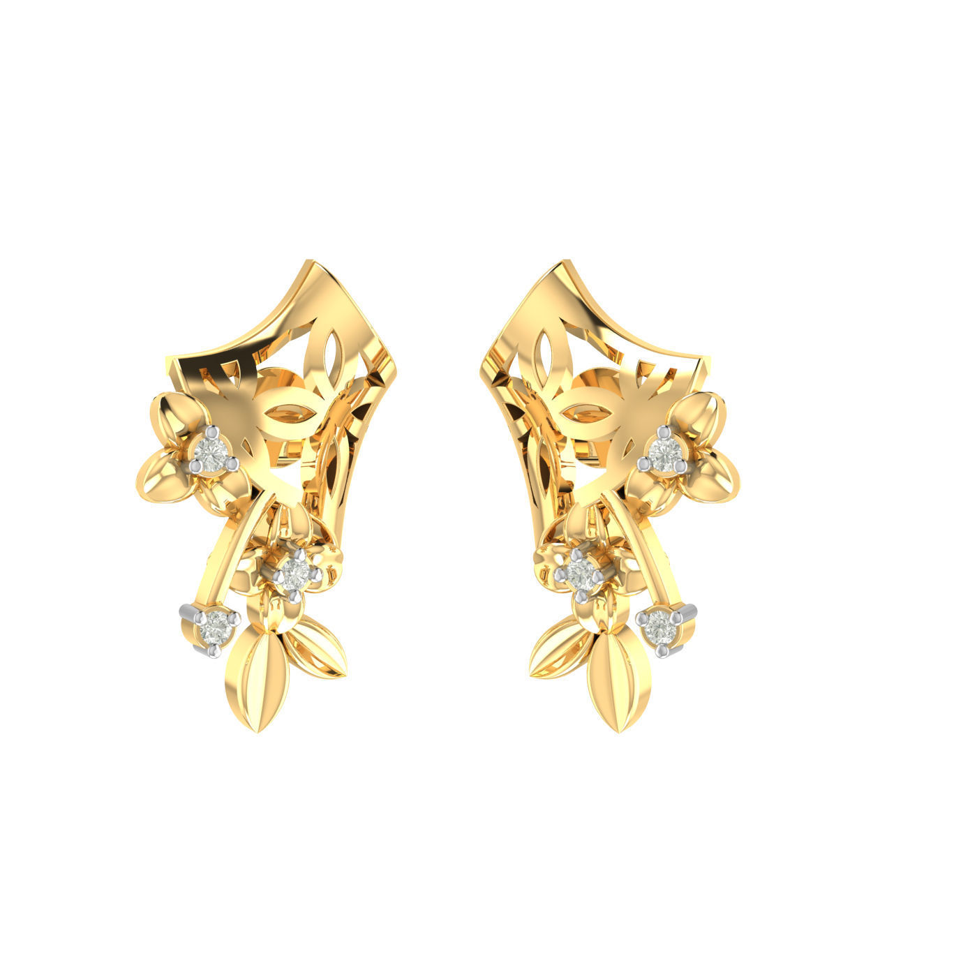 Light weight flower ring earrings pendant set 3dm stl 4 renders 3D print model_9