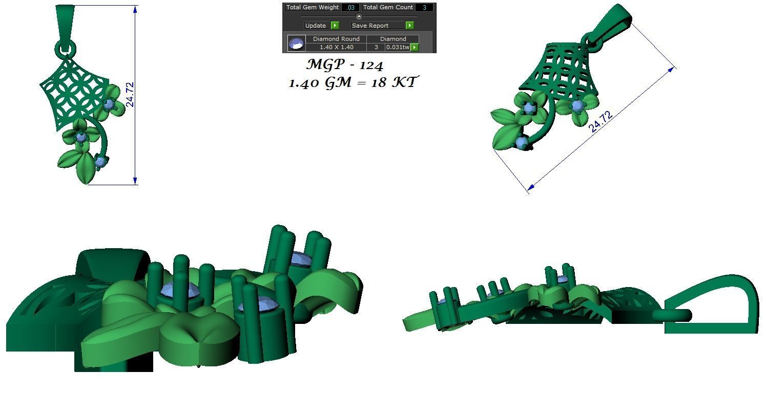 Light weight flower ring earrings pendant set 3dm stl 4 renders 3D print model_17