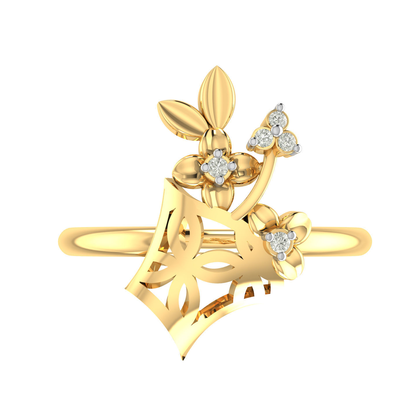 Light weight flower ring earrings pendant set 3dm stl 4 renders 3D print model_14