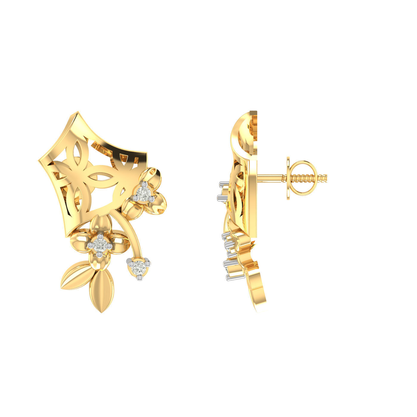 Light weight flower ring earrings pendant set 3dm stl 4 renders 3D print model_12