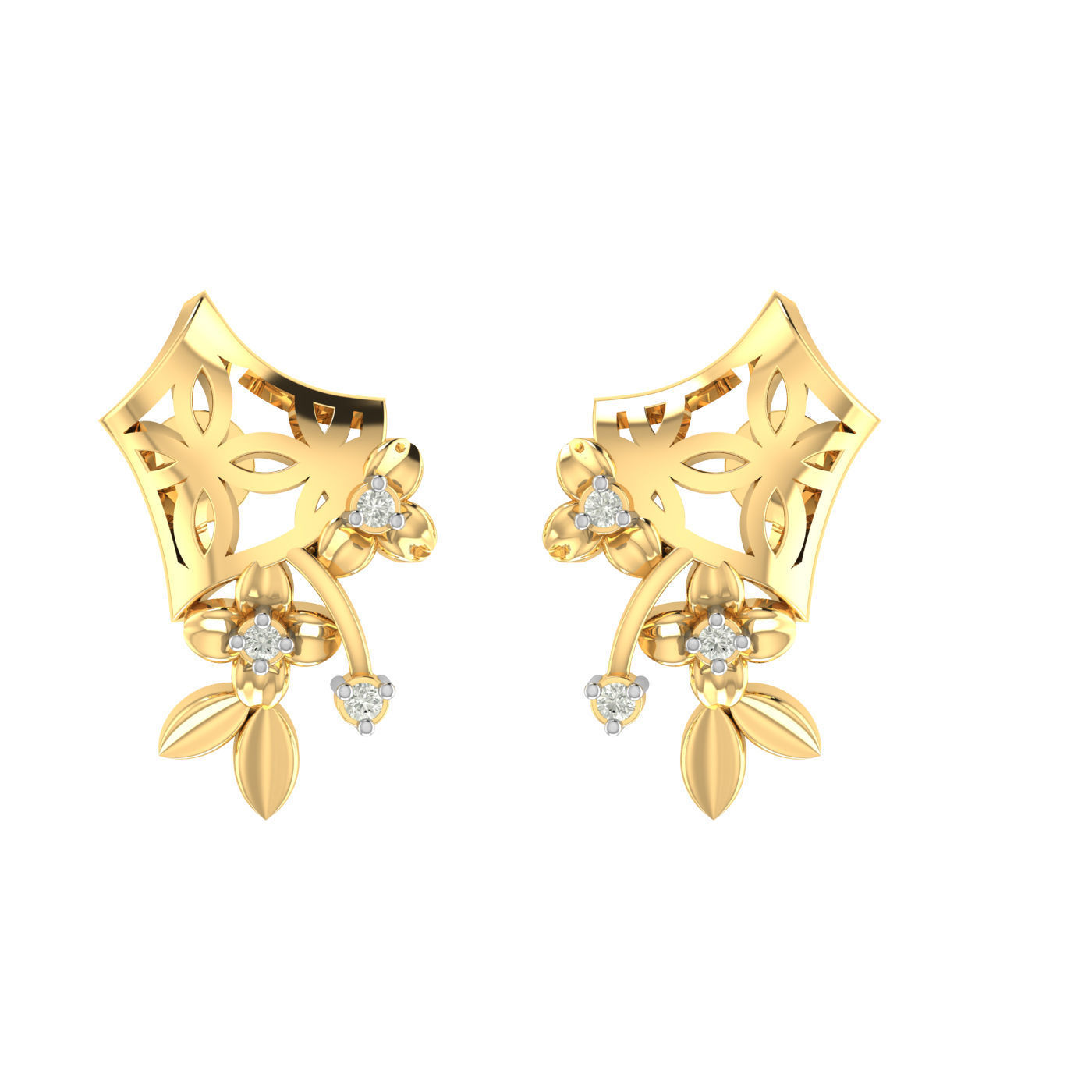 Light weight flower ring earrings pendant set 3dm stl 4 renders 3D print model_15