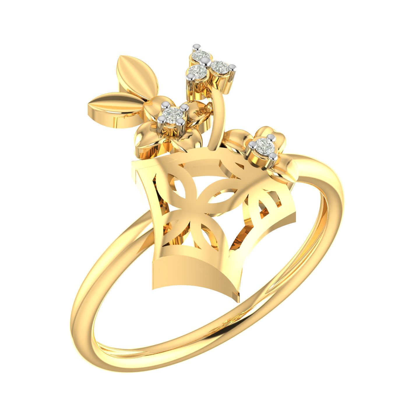 Light weight flower ring earrings pendant set 3dm stl 4 renders 3D print model_8