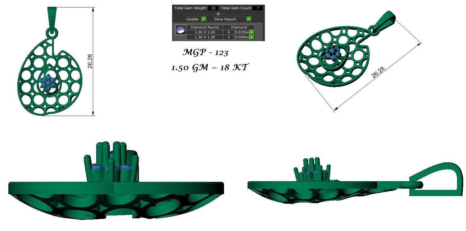 Light weight ring earrings pendant set 3dm stl 4 renders model 3D print model_17