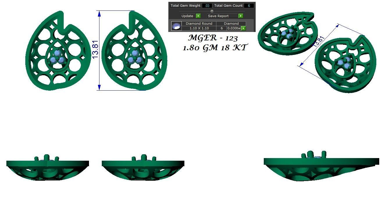 Light weight ring earrings pendant set 3dm stl 4 renders model 3D print model_16