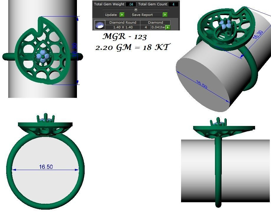 Light weight ring earrings pendant set 3dm stl 4 renders model 3D print model_18