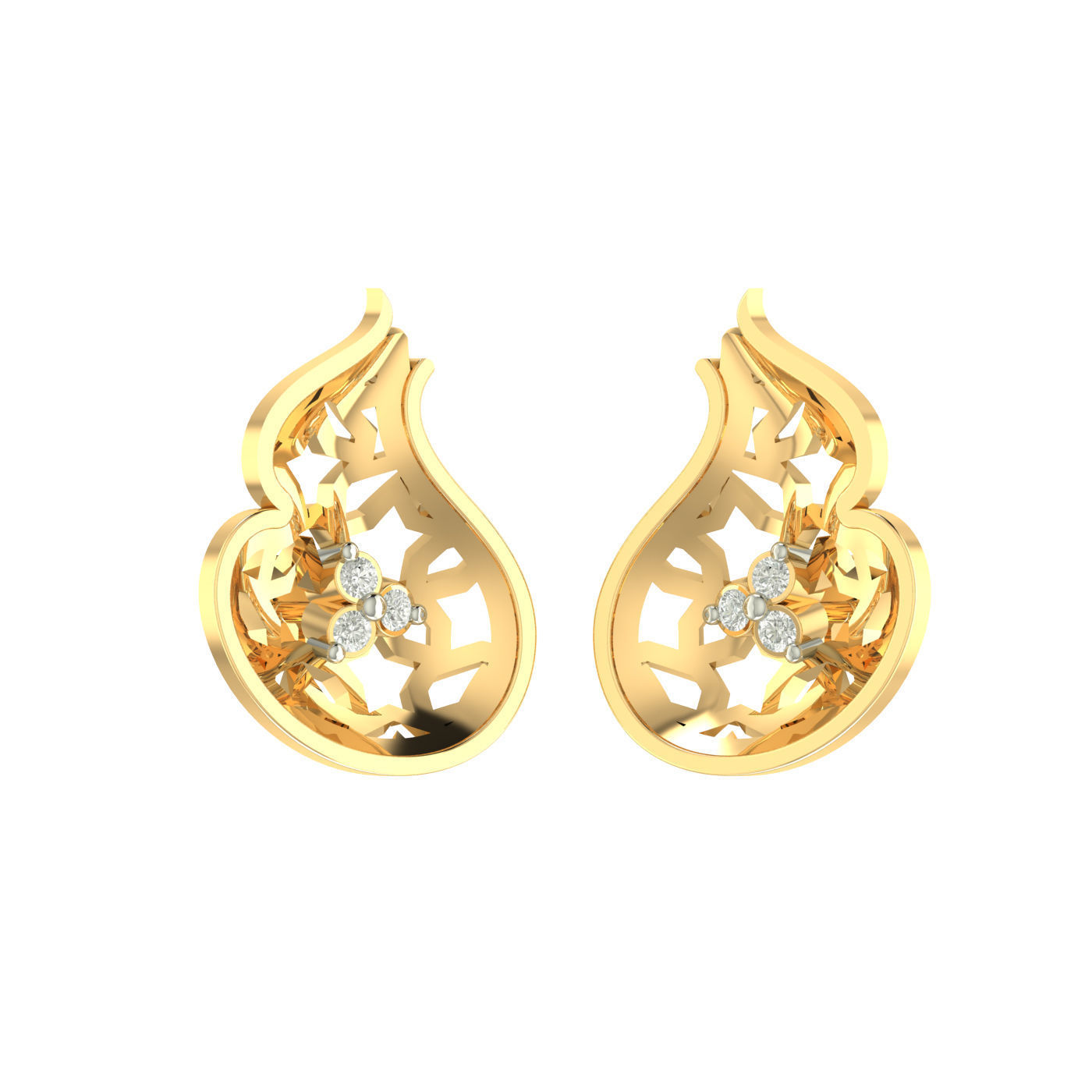 Light weight flower ring earrings pendant set 3dm stl 4 renders  3D print model_9