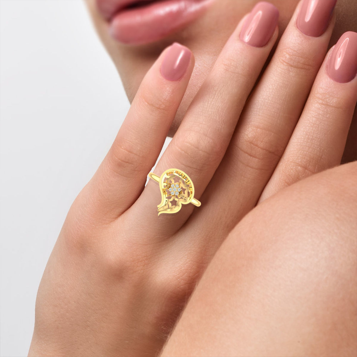 Light weight flower ring earrings pendant set 3dm stl 4 renders  3D print model_6