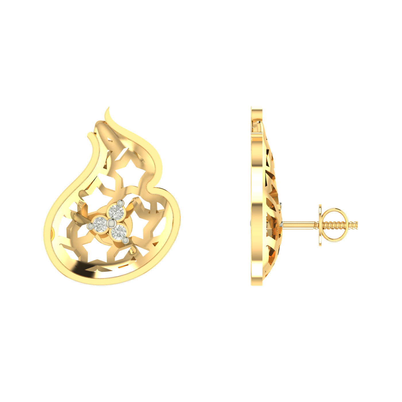 Light weight flower ring earrings pendant set 3dm stl 4 renders  3D print model_12