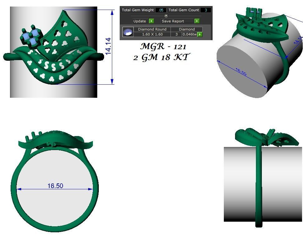 Light weight ring earrings pendant set 3dm stl 4 renders model  3D print model_18