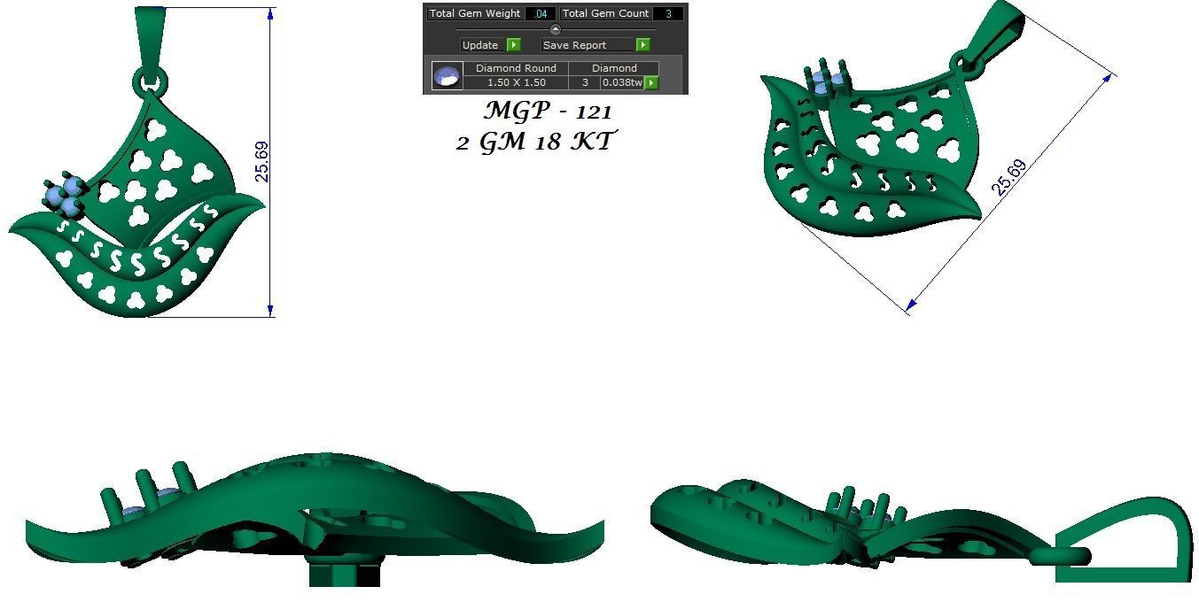 Light weight ring earrings pendant set 3dm stl 4 renders model  3D print model_17