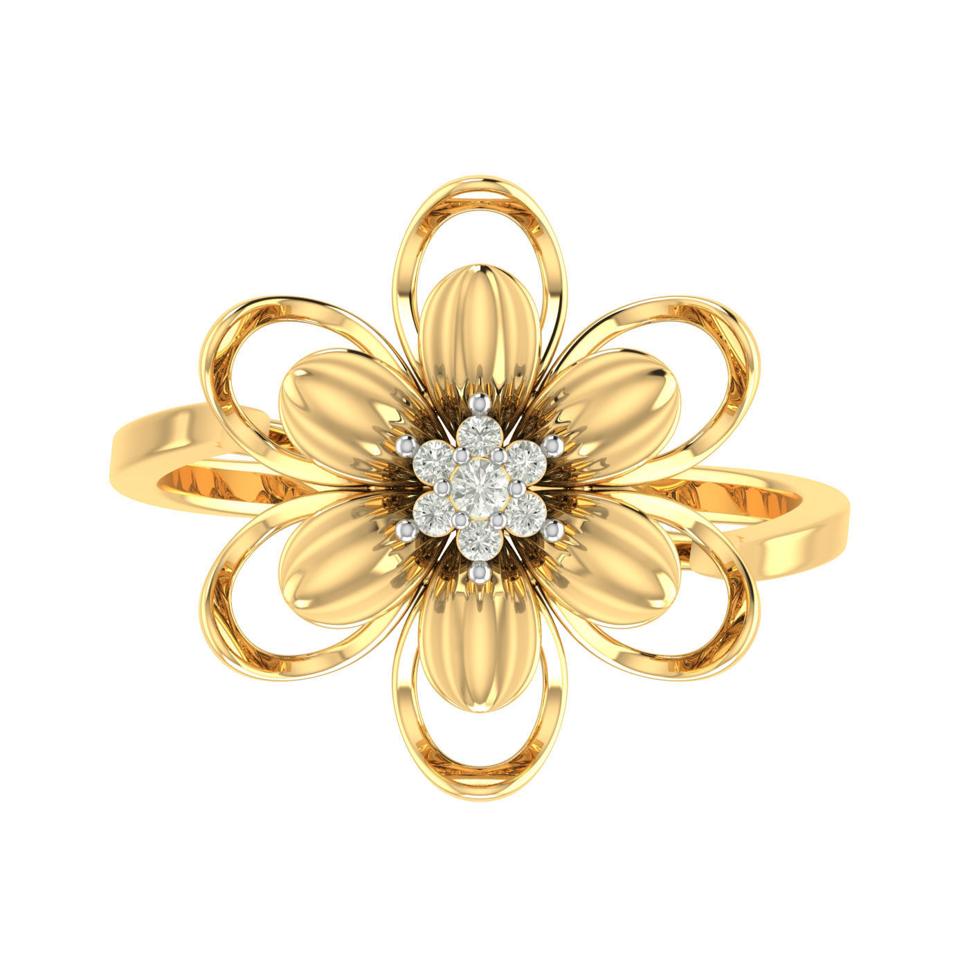 Light weight flower ring earrings pendant set 3dm stl 4 renders 3D print model_14