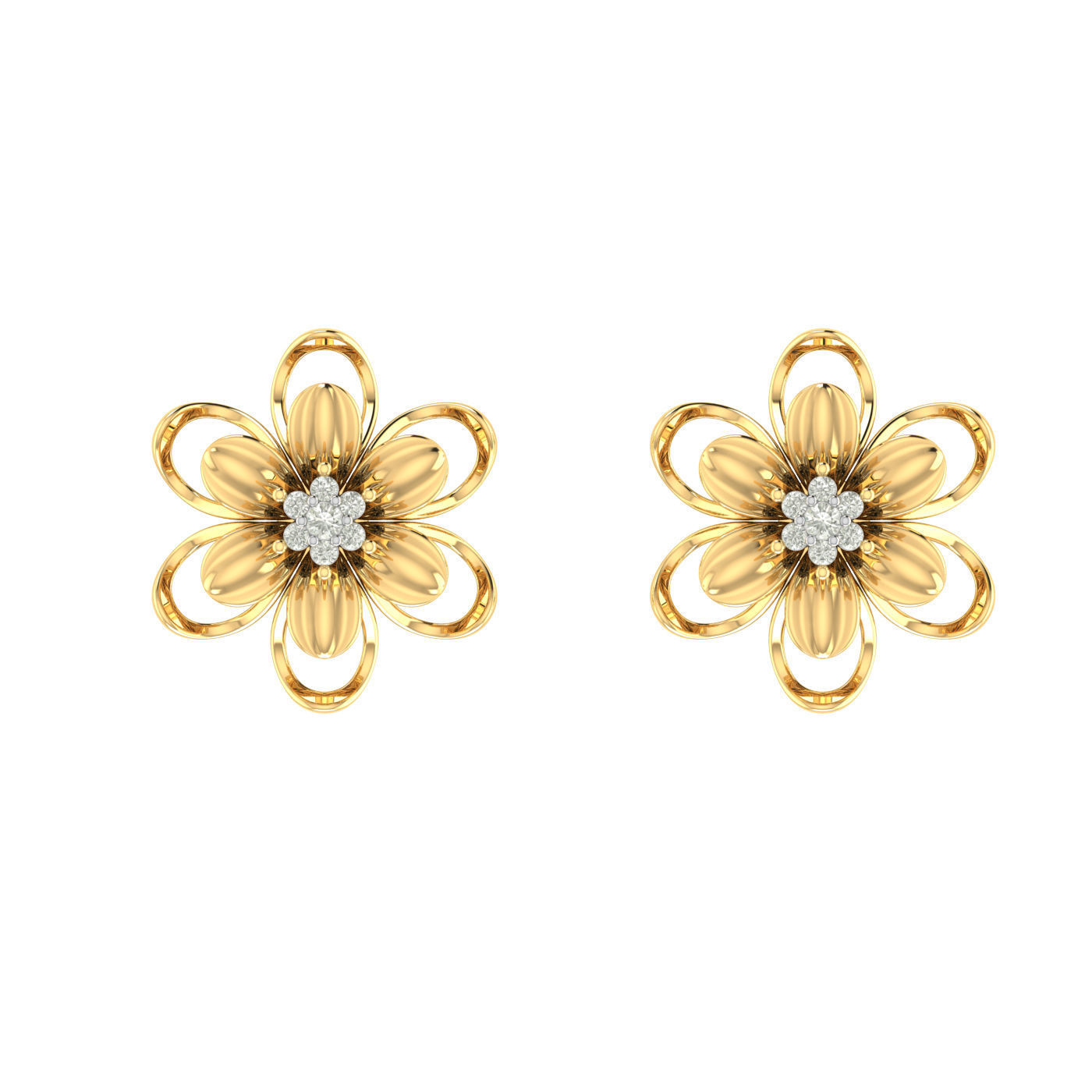 Light weight flower ring earrings pendant set 3dm stl 4 renders 3D print model_15