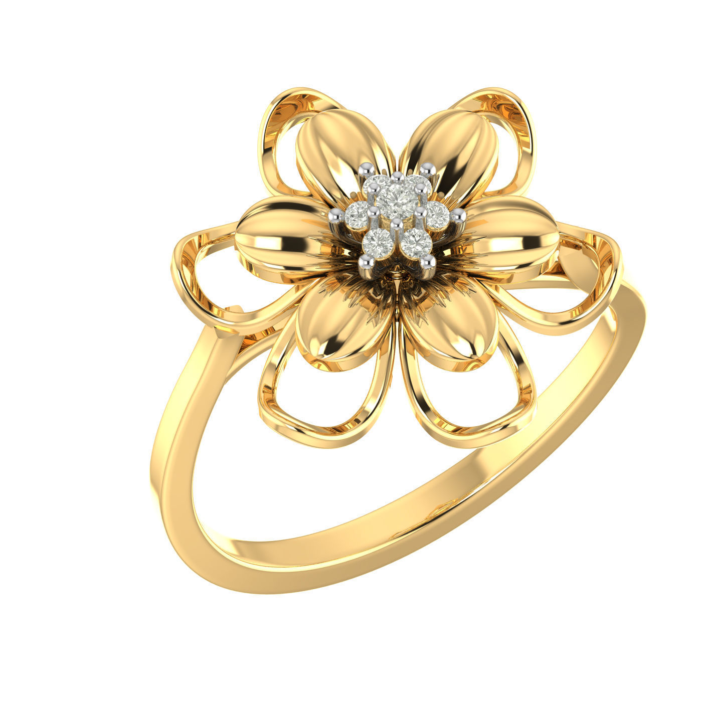 Light weight flower ring earrings pendant set 3dm stl 4 renders 3D print model_8