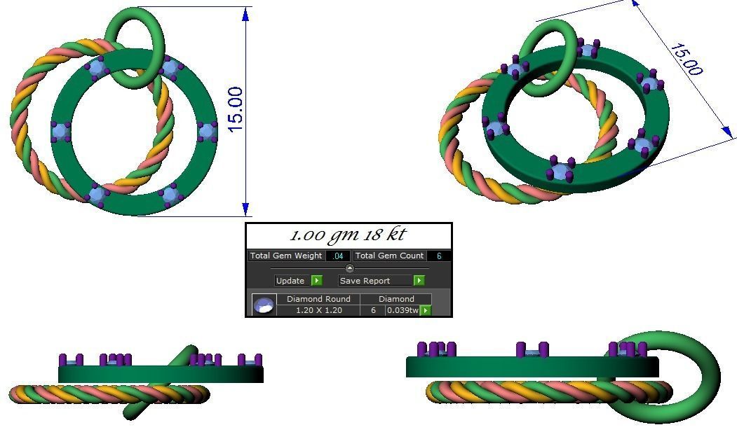 Light weight ring earrings pendant set 3dm stl 4 renders model  3D print model_17