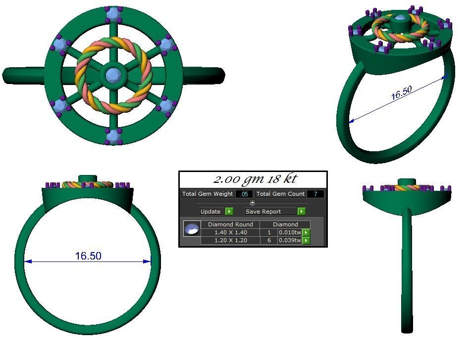 Light weight ring earrings pendant set 3dm stl 4 renders model  3D print model_18