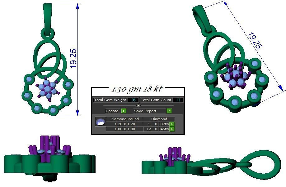Light weight ring earrings pendant set 3dm stl 4 renders model 3D print model_13