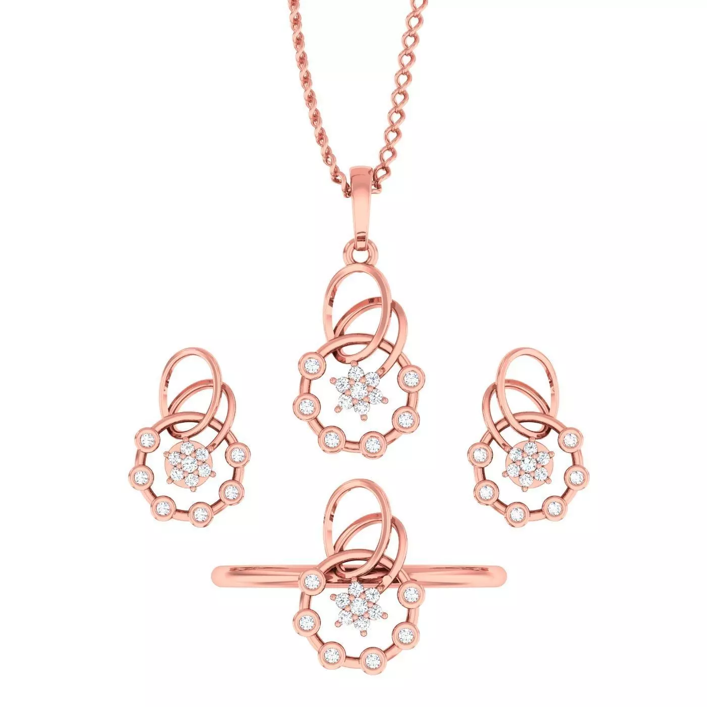 Light weight ring earrings pendant set 3dm stl 4 renders model 3D print model_0