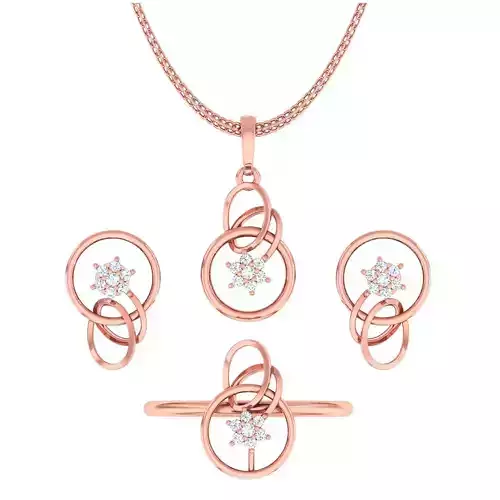 Light weight ring earrings pendant set 3dm stl 4 renders model  3D print model