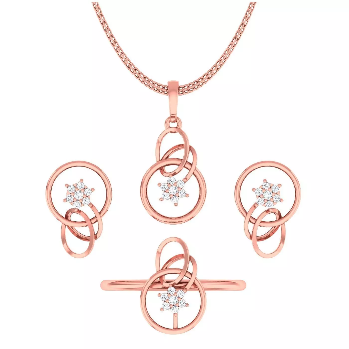 Light weight ring earrings pendant set 3dm stl 4 renders model 3D print model_0