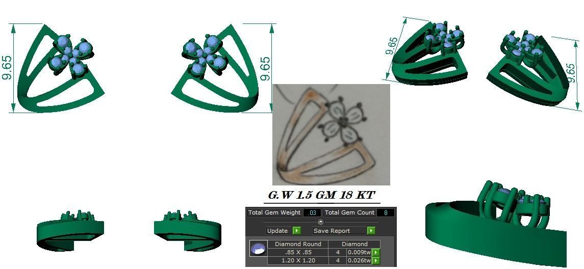 Light weight ring earrings pendant set 3dm stl 4 renders model 3D print model_16