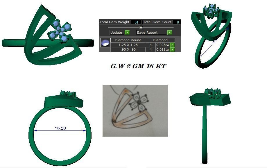 Light weight ring earrings pendant set 3dm stl 4 renders model 3D print model_18