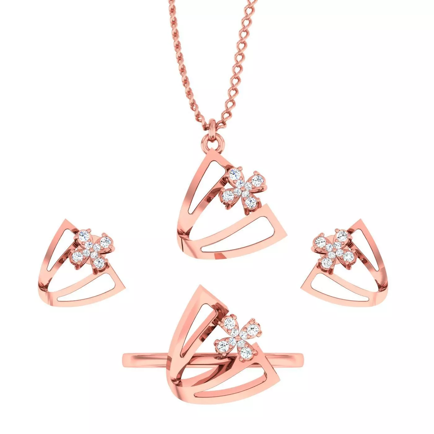 Light weight ring earrings pendant set 3dm stl 4 renders model 3D print model_0