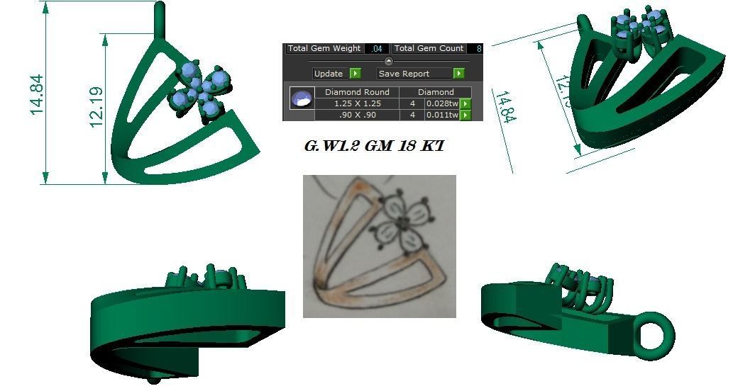 Light weight ring earrings pendant set 3dm stl 4 renders model 3D print model_17