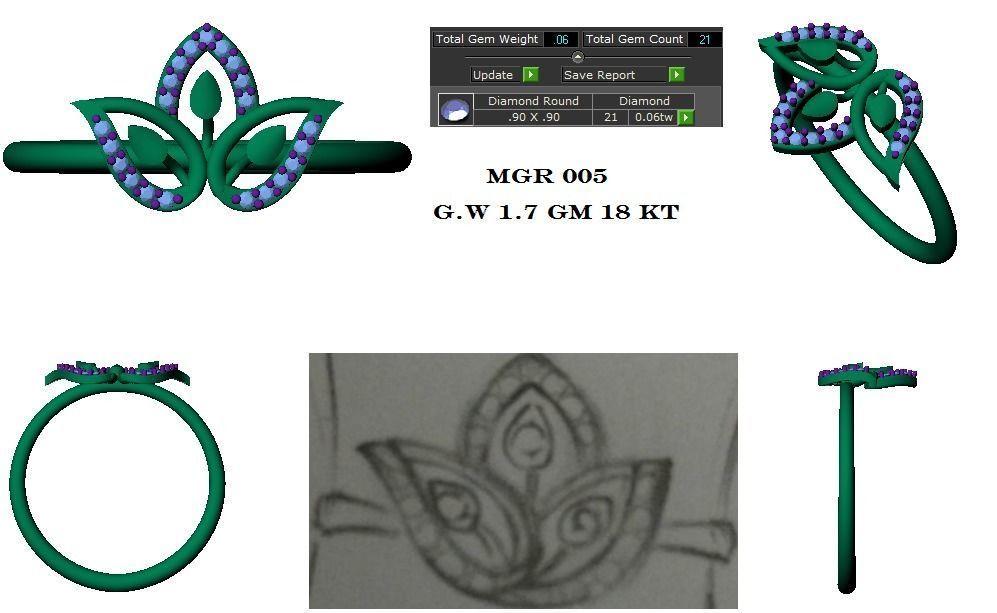 Light weight ring earrings pendant set 3dm stl 4 renders model  3D print model_18