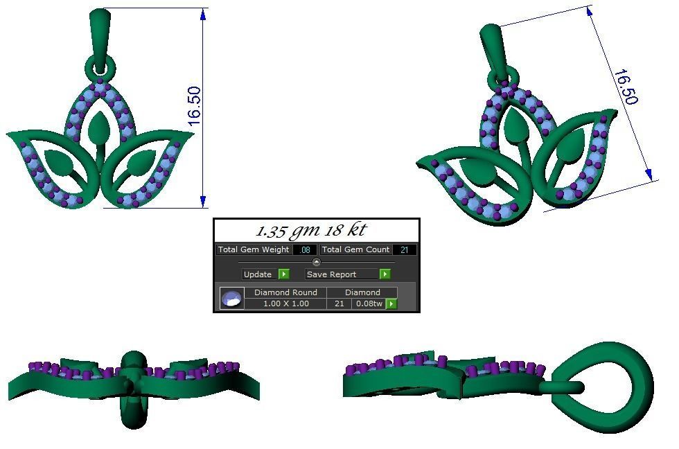 Light weight ring earrings pendant set 3dm stl 4 renders model  3D print model_17