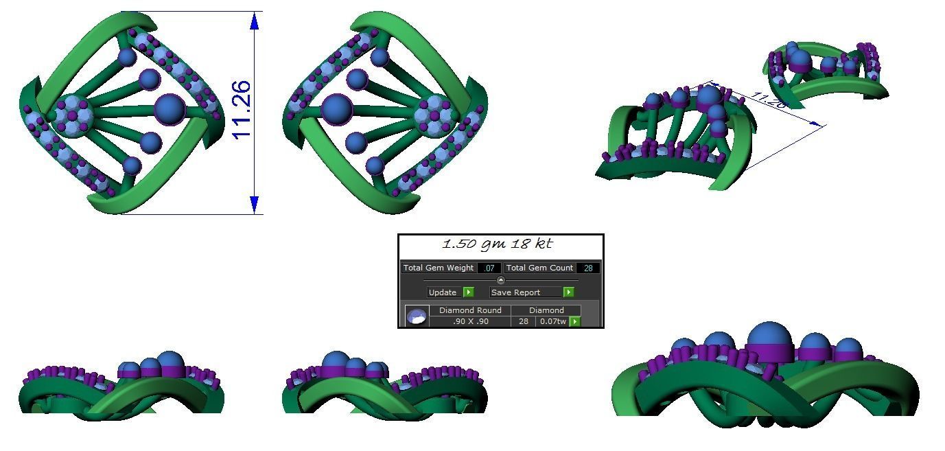 Light weight ring earrings pendant set 3dm stl 4 renders model  3D print model_16