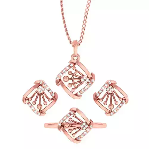 Light weight ring earrings pendant set 3dm stl 4 renders model  3D print model