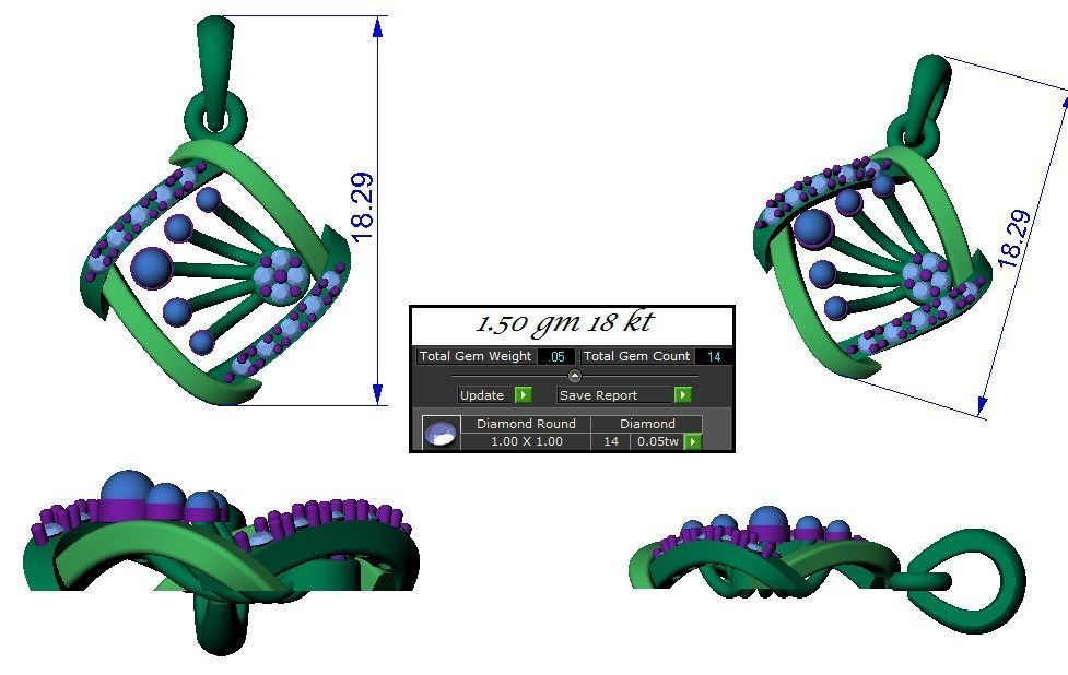Light weight ring earrings pendant set 3dm stl 4 renders model  3D print model_17